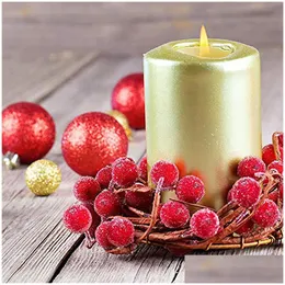 Dekorative Blumen Kränze Mini Weihnachten Frosted Künstliche Beeren Schaum Beeren Bäume Home Girlande Dekorationen Simation Drop Deliver Dh1Ax