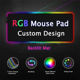 Mouse pad personalizado com design branco RGB configurações console de jogos animação mouse tapete mouse LED acessórios de jogo Genshin Impact para Bears Pc 240113