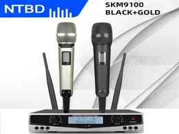 NTBD SKM9100 SAHNE PERFORMANS EV KTV Yüksek kaliteli UHF Profesyonel Çift Kablosuz Mikrofon Sistemi Dinamik Uzun Mesafe 2106105725083