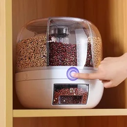 Dispensador de arroz giratório 360 graus, selado, cereal seco, balde, dispensador à prova de umidade, cozinha, recipiente de armazenamento, caixa 240112