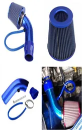 Auto 3quot 76mm Filtro di aspirazione aria fredda Kit di induzione in alluminio Sistema di tubi flessibili Blu universale Nuovo3612873