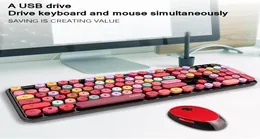 Kit de mouse e teclado sem fio Bluetooth Cute Steampunk 24G 104pcs cores mistas redondas retrô coloridas combos5024763