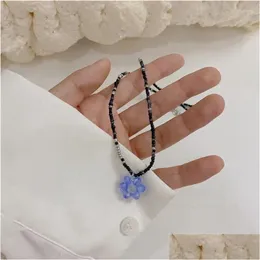 Anhänger Halsketten Colorf Perlen Kette Choker Halskette Ornament Little Daisy Candy Farbe Blume Weibliche Urlaub Schmuck Geschenke Drop Deliv Otp4C