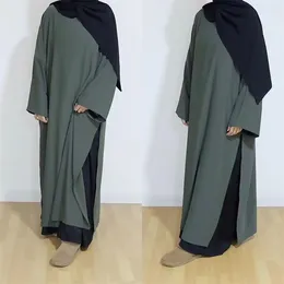 Etnik kıyafet 2 adet Set Müslüman Kadınlar Abaya Fas Parti Elbisesi Abayas Dua Uzun Kollu Ramazan Musulman Maxi Vestidos