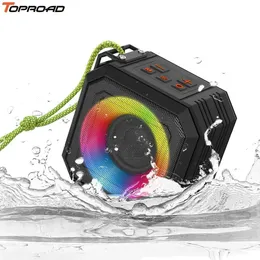 Högtalare Toproad Waterproof Bluetooth -högtalare IP65 Portable Mini Wireless Stereo Bass Outdoor Bicycle Speaker Support FM Radio LED -lampor