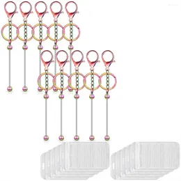 Chaveiros 10 pcs Beadable Keychain Bares para contas em branco metal frisado com saco de bolsa resselável DIY (colorido)