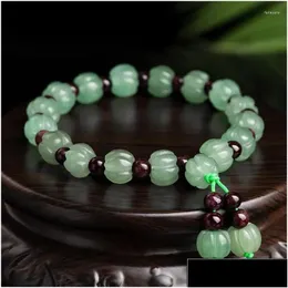 Frisado Strand Natural Dongling Jade Abóbora Bead Garnet String Pulseira Certificado de Presente Entrega Gota Jóias Pulseiras Dhe1A