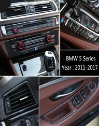BMW 5 시리즈 F10 F18 자동차 센터 콘솔 커버 에어컨 배출구 장식 프레임 자동 액세서 2982802 용 탄소 섬유 스티커