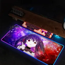 Mouse pad de computador, console de jogos, tokisaki kurumis, acessórios de mesa, mouse pad, teclado rgb, pc, gabinete, tapete de jogo, xxl, anime, 240113