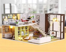 Quarto bonito diy casa de boneca 3d de madeira em miniatura casas de bonecas em miniatura brinquedos com móveis presente de natal k2009335573