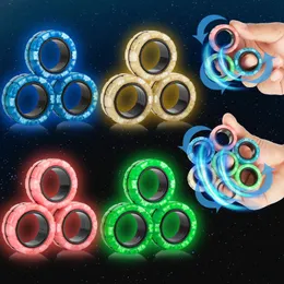 Yishidany 12pcs Glow w ciemnym magnetycznym pierścieniu Fidget Spinner Toys Fingers Magnet ADHD STREP RELIZA