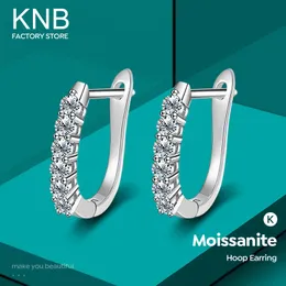 KNB REAL 01CT WEDDING DIAMOND Earrings for Women Gift 925 Sterling Silver Huggie Hoop Earring Luxury Fine Jewelry 240112