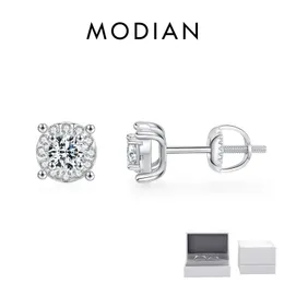 MODIAN D Color VVS Stud Earrings Lab Created Diamond 925 Sterling Silver Bridal Jewelry For Women Wedding Gift 240112