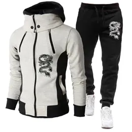 Drukuj jesień zimowy garnitur męski Man Man Zipper Spodnie 2-częściowy zestaw na siłowni fitness jogging sportowy s-4xl 240113