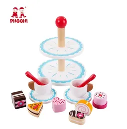 Wooden Baby Kitchen Toys Play Play Cutting Cake Peensy Tea Set Play Food Toys Toys Wooden Cooking Gifts Toy LJ2010078520252