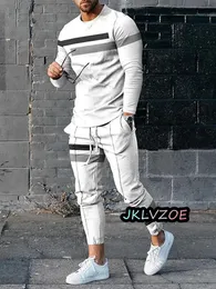 Tute da uomo autunno Casual Tshirt a maniche lunghe Pantaloni Set 2 pezzi Abiti da jogging vintage Abbigliamento maschile Pantaloni da jogging Abiti 240112