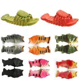 Designer Slides roliga tofflor Womens Shoes Family Residential Shoes Men Blus Summer Beach Slipper Boys Unisex Ny Fish Lobster Slippers Storlek 24-47