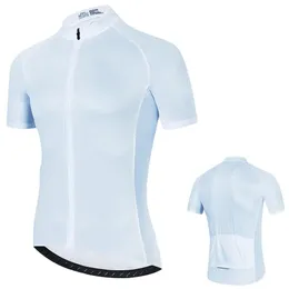 Imposta Maglia da ciclismo da uomo Abbigliamento da ciclismo bianco Abbigliamento da ciclismo ad asciugatura rapida Maniche corte MTB Mallot Ciclismo Enduro Camicie Abbigliamento da bici Uniforme