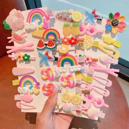 Hårtillbehör 14 datorer A Set Girls Sweet Cartoon Sweet Clip Rainbow Fruit Bands Lovely Headwear Hairpins