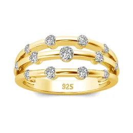 Certifierade ringar för kvinnor solid 925 Sterling Silver Band Wedding Jewelry Gift Girl Pass Diamond Test 240112