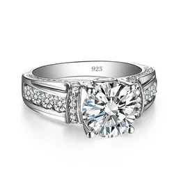 Veri e propri anelli da 2 carati per le donne Solido argento sterling 925 Fascia nuziale Accessori gioielli femminili di lusso Regalo Ragazze 240112
