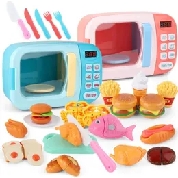 Kid's Kitchen Toys Simulation Microwave Oven Educational Toys Mini Kitchen Food Play Play Cutting Rolle Girls Toys 240112