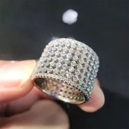 Huitan Voll funkelnde breite Ringe mit Zirkonia für Damen, modisch, luxuriös, Eheringe, Finger-Accessoires, stilvoller Schmuck 240112