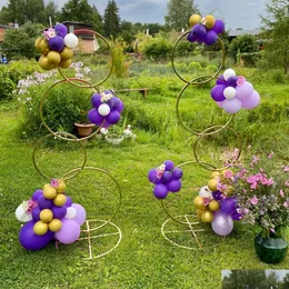 Party Decoration Shelf Frame Arch Backdrop Balloon Stand Background Metal Wwhite Gold Plating Outdoor Flower Door Drop Delivery Home G Otnhv