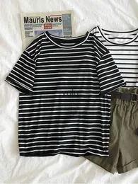 Women's T-Shirt Harajuku Short Sleeve Korean O-Ne Casual Fashion Shirt Camiseta Feminina Tops T Shirt Women Solid Color Striped Punk T-shirtyolq