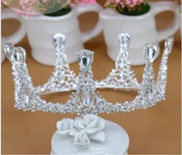 Headpieces europeu e americano luxuoso retro bolo coroa coroa de prata da rainha noiva