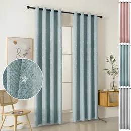 Cortina de linho para sala estar quarto decoração bordado estrela cortina ilhós escurecimento ilhós superior crianças painel janelas 240113