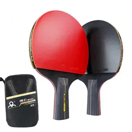 6 Star Table Tennis Racket 2PCS Professional Ping Pong Set Pimplesin Rubber Hight Quality Blade Bat Paddle with Bag 240112