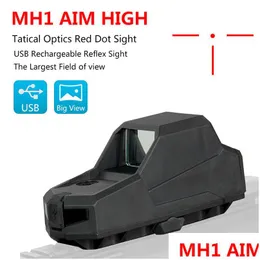 Mirino Mh1 Red Dot Carica USB Doppio sensore di movimento Reflex 2 Moa Reticolo con segni di livellamento laterale Consegna a goccia