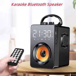 Högtalare Karaoke Portable Bluetooth Högtalare utomhus Altavoces Trådlös subwoofer 3D Stereo FM Radio med fjärrkontroll och mikrofon