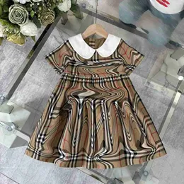 Girl Girl Dress Pure Cotton Baby Skirt Size 100-160 Summer Plaid Printing Dresses Dresses Designer White Label Kids Frock Jan10