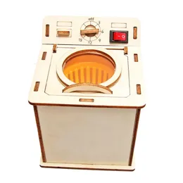 Kids Science Toy Washing Machine Technology Gadget STEM Physics Wooden 3D Puzzle Kit Learning Educational Toys for Children 240112