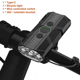 Bicycle Headlight 18650mAh As Power Bank USB Chargeable Bike Light Front Waterproof MTB Flashlight 240113