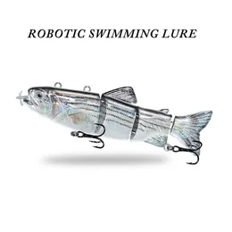 Robotic Swimming Lures Auto Electric Lure Bait Fishing Wobblers For 4Segement Swimbait USB Rechargeable LED light bass pike 240113