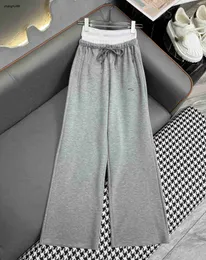 고급스러운 여성 바지 디자이너 숙녀 패션 편지 인쇄 된 넓은 다리 고품질 지퍼 주머니 장식 바지 1 월 13 일