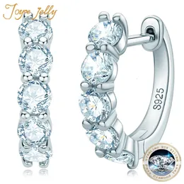 JoyceJelly 100% 925 Sterling Silver Earhoops med 3 mm örhängen för kvinnor som glittrar fina smycken GRA -certifierade 240112