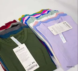 ヨガの衣装デザイナールレマン-43女性半袖Tシャツ編みクイックドライ通気性のある運動シャツを走っているヨガトップティーアクティブシャツ女性レディーガールズ