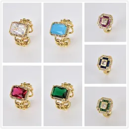 Anillos de racimo Estilo de negocios Joyería artesanal Encanto Diseño de moda Color dorado Metal Bling Zircon Regalos de cumpleaños o aniversario