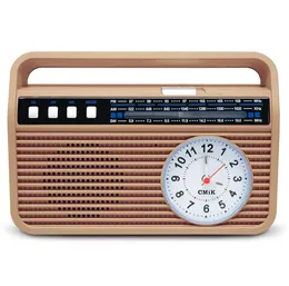 Speakers Cmik Portable Retro Multiband Radio Manual FM Outdoor High Volume TF Card Bluetooth Speaker With Clock