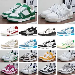 Trenerne trenerzy Virgil Niski wytłoczone swobodne buty z płaskimi butami platforma Letter Calfskin Dżins skórzanie kobiety Niebo Niebieskie Abloh Dżins Canvas 36-46