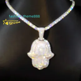 Moissanite tested by diamond rose and platinum gold plated hand pendant 925 sterling silver Vvs Moissanite Hamza pendant