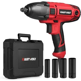 Eastvolt 800W Electric Impact Wrench Heavy Duty 7.5 Amp Corded Max Torque 450 Ft-lbs 3400 RPM 1/2 Inch with Hog Ring Anvil 240112