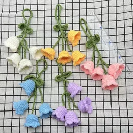 装飾的な花手作りベルオーキッドペンダントクリエイティブウールかぎ針編み花編み花のハンドバッグオーナメントロマンチックなキーチェーンカーハング