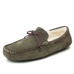 Mens loafers plysch mocka skor män körskor avslappnad varumärke vinter varm päls man moccasins glider på att köra platta manliga båtskor 240112