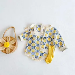 Roupas Conjuntos de roupas Milancel Autumn Baby Conjunto Girls Knit Cardigans Bodysuit de flores 2 PCs Clothes Suit H240508