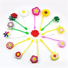 Drinking Straws Flower Shaped St Er Cap Reusable Sile Toppers Drinking Sts Tips Lids For 6-8 Mm Cute Drop Delivery Home Garden Kitchen Dhaj6